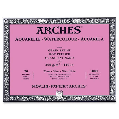 Arches Aquarelle Block 140lb/300gsm Hot Pressed: 18x26cm