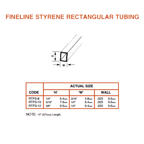 Plastruct Fineline Rectangular Tube